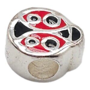 Solvar Sterling Silver Red Black Enamel Ladybug Slide Charm Kids New Old Stock